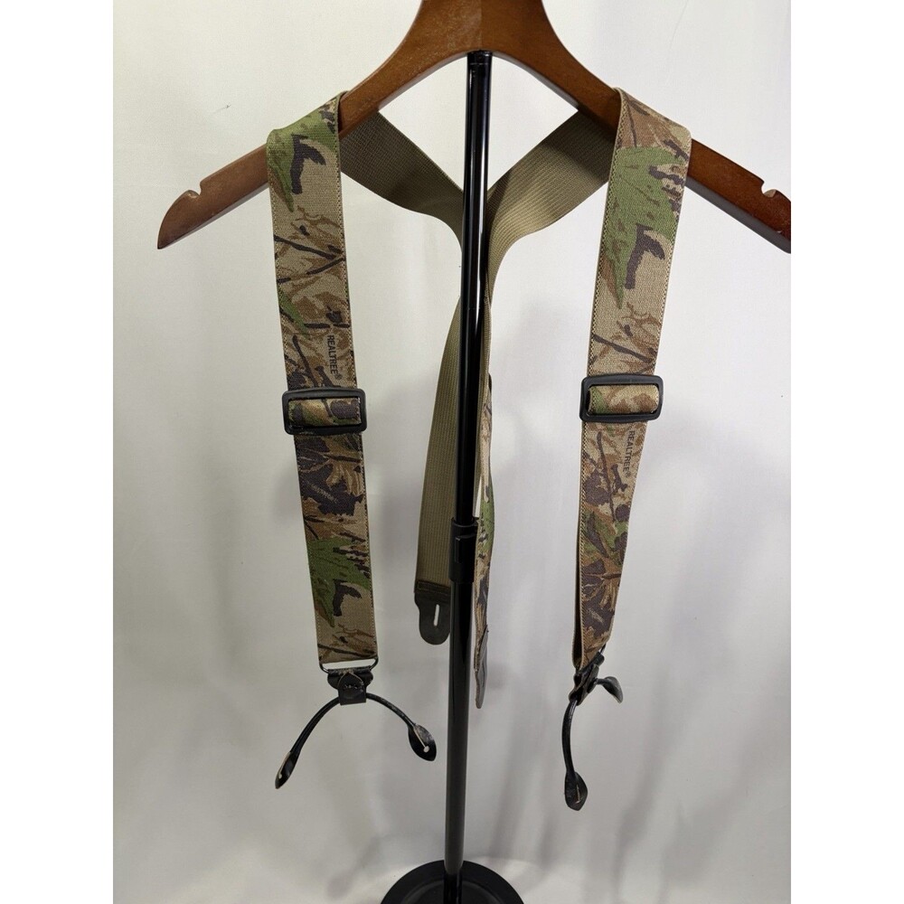 Vintage Realtree Adjustable Suspenders For Button Camo Leather Hunting Fishing